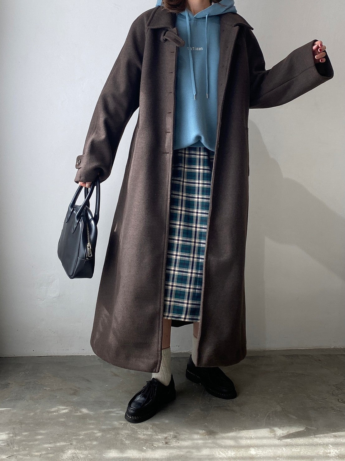 柄デザイン無地【新品未使用/完売品】wool ragran long coat 2